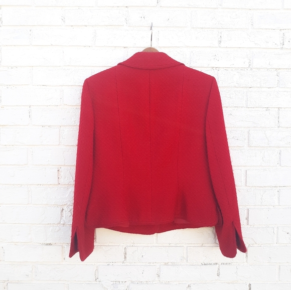 Nipon Boutique Red Tweed Blazer 12P - Picture 4 of 5
